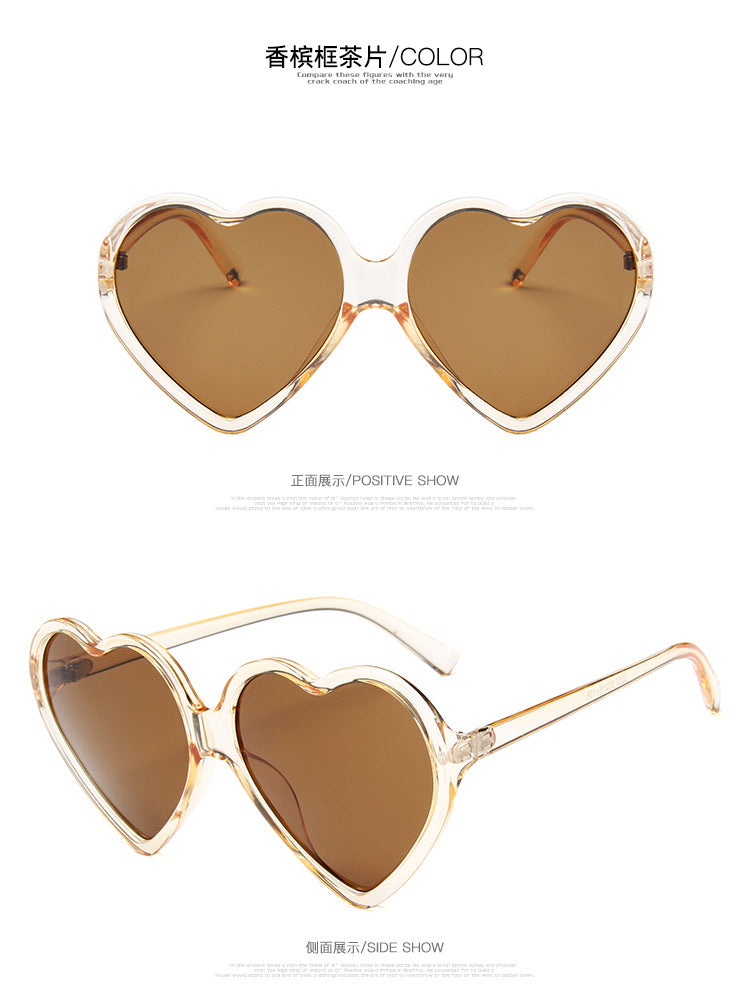 2024 New Trendy Big Heart Shape Sunglasses Women Sexy Fashion Oversized Sun Glasses For Female Male Party Travel Shades Eyewear