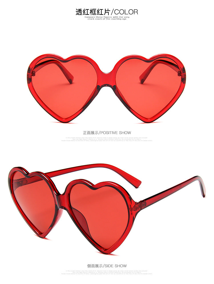 2024 New Trendy Big Heart Shape Sunglasses Women Sexy Fashion Oversized Sun Glasses For Female Male Party Travel Shades Eyewear