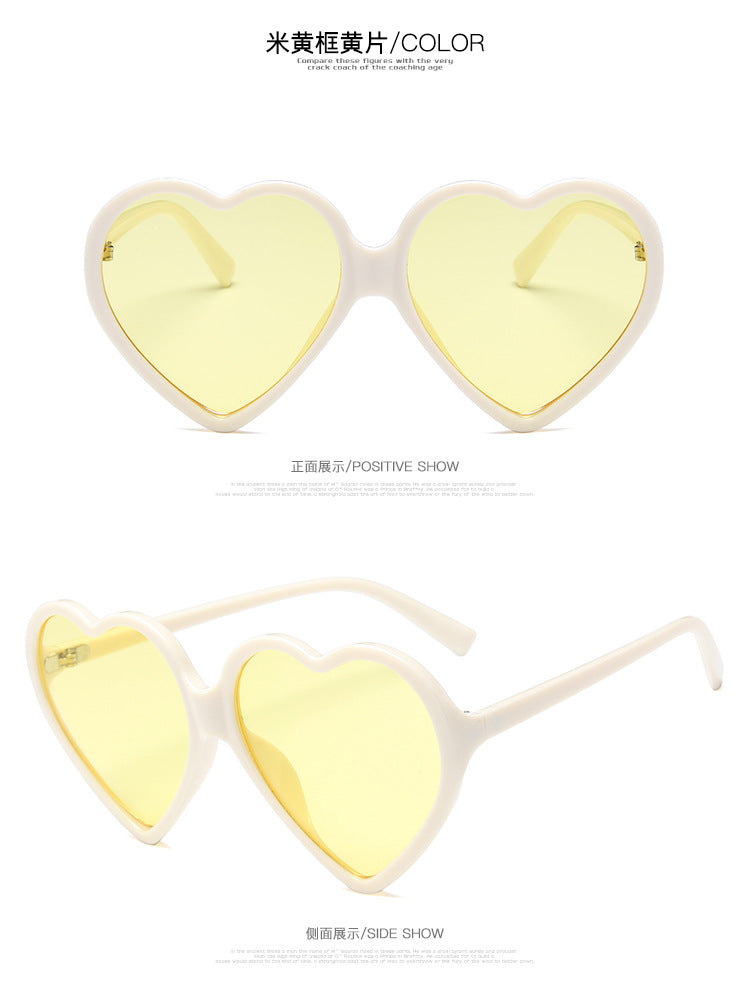 2024 New Trendy Big Heart Shape Sunglasses Women Sexy Fashion Oversized Sun Glasses For Female Male Party Travel Shades Eyewear