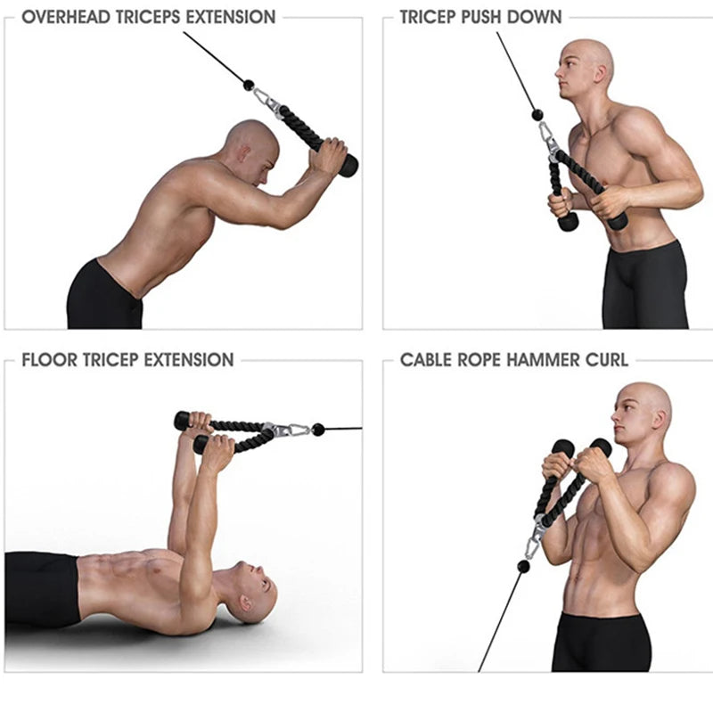 Tricep Rope for Abdominal Crunches Cable Pull Down, Laterals Biceps, Muscle Training, Fitness Body Building Gym Pull up