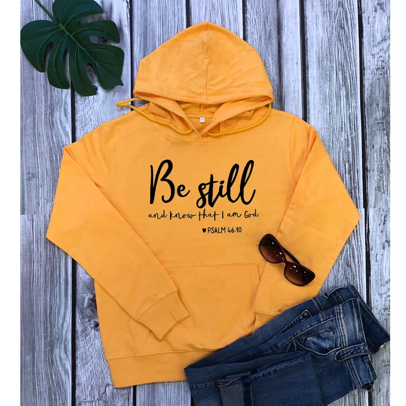 Be Still And Know That I Am God Pslam 46:10 Hoodies Women Religious Christian Pullover Casual Faith Bible Verse Quote Sweatshirt