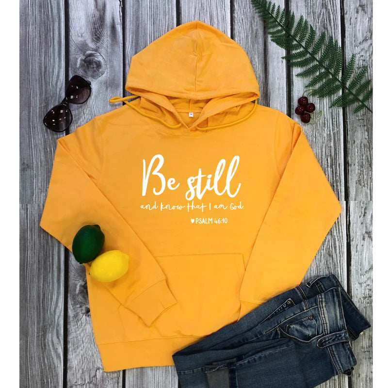 Be Still And Know That I Am God Pslam 46:10 Hoodies Women Religious Christian Pullover Casual Faith Bible Verse Quote Sweatshirt