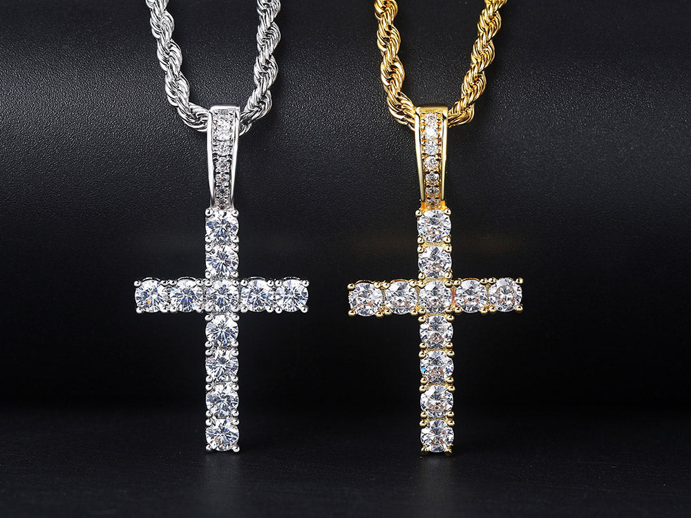 Rap Cross Pendant Necklace For Women Jewelry Female Statement Men Iced Out Chain Wholesale Gold Color HIPHOP Jewelery