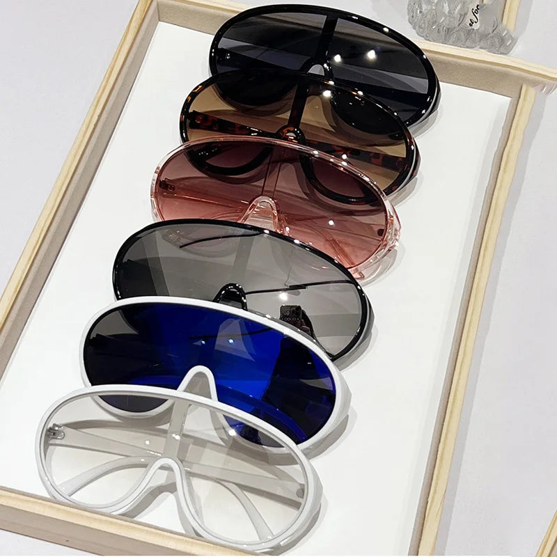 Oversize One Piece Sunglasses Women Men New Luxury Square Sun Glasses Female Trendy Large Frame Outdoor Shades UV400 Eyewear