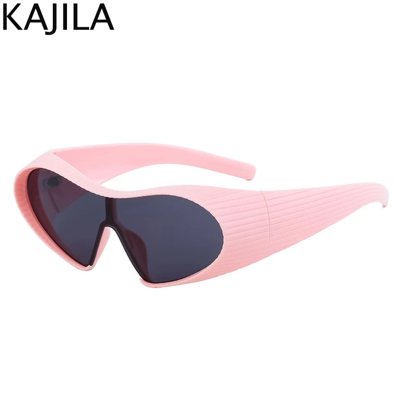 Oversized Cat Eye Punk One-Piece Futuristic Sunglasses Women 2024 Luxury Brand Y2K Sun Glasses For Ladies Retro 2000's Goggle