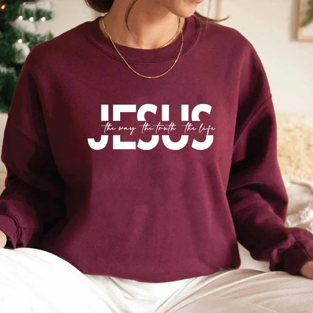 Jesus The Way The Truth The Life Sweatshirt Christian Hoodie Jesus Gift Religious Pullovers Women Sweatshirts Christian Gifts