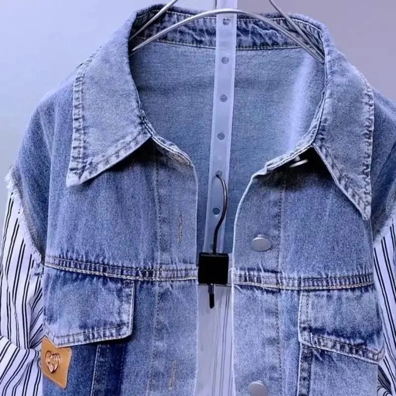 New Splicing Denim Jacket Women Spring Autumn Korean Fashion Denim Shirt Ladies Tops Casual Jean Coat Female Windbreaker