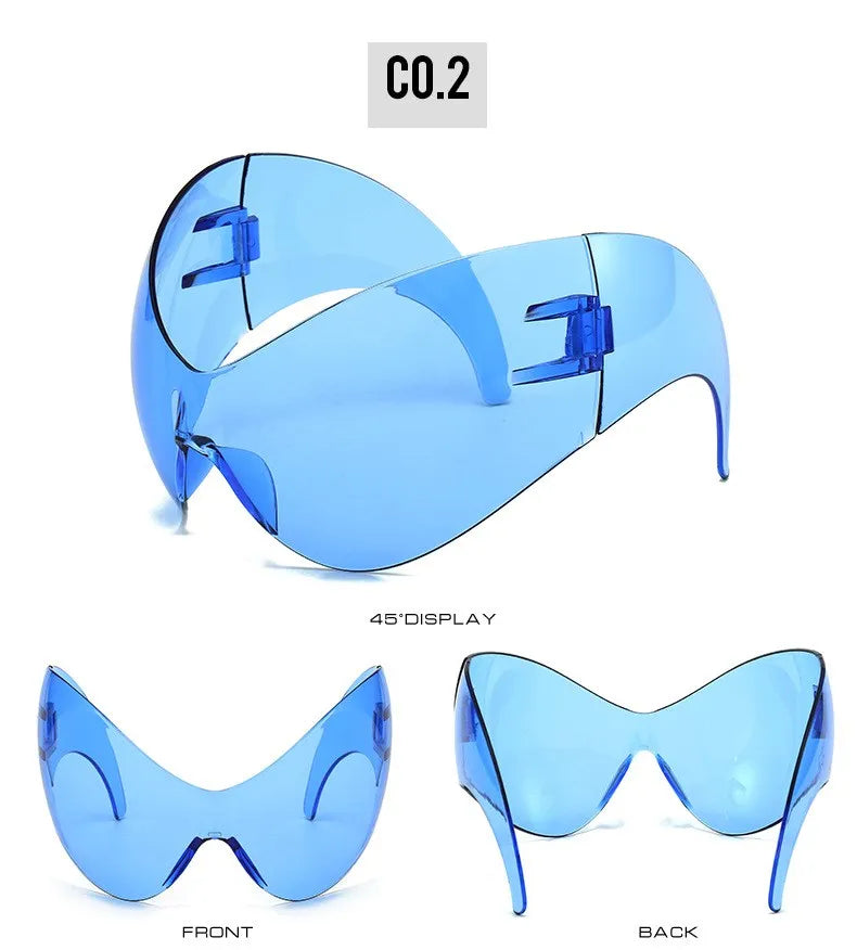 Oversized Y2K Punk One-piece Sunglasses Women Men 2025 Luxury Brand Steampunk Sports Sun Glasses For Lady Windproof Goggle UV400