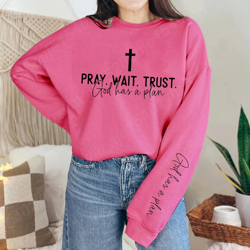 Uplifting Christian Quote Crewneck Sweatshirt, Long Sleeve, Women's Fashion Oversized Sweatshirts, Inspirational Print Pullovers