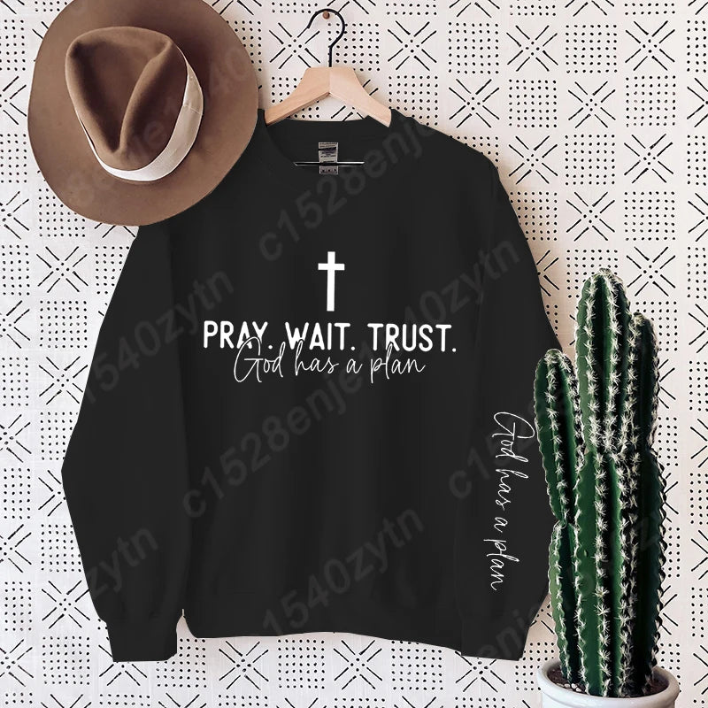 Uplifting Christian Quote Crewneck Sweatshirt, Long Sleeve, Women's Fashion Oversized Sweatshirts, Inspirational Print Pullovers