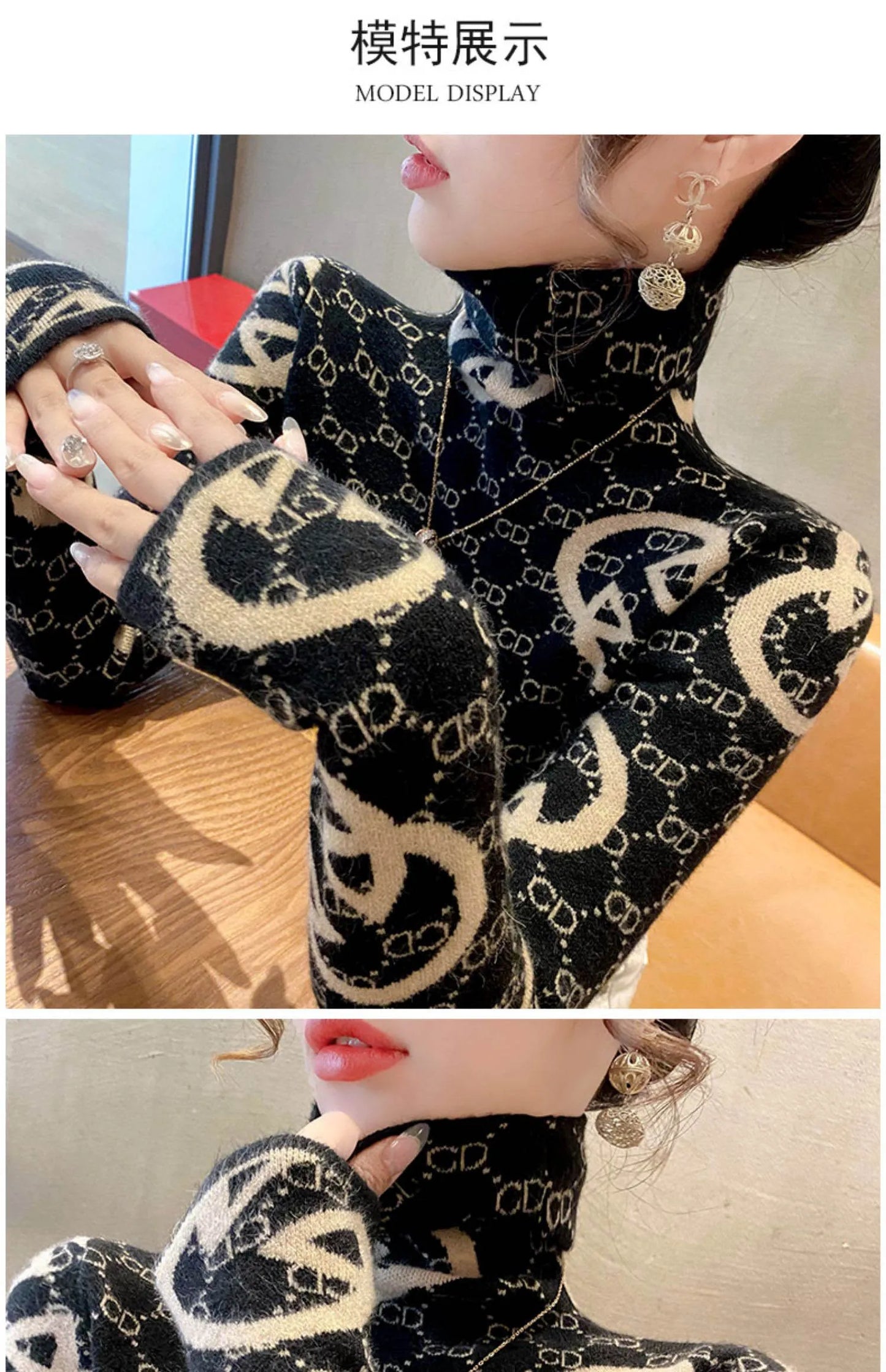 Women Vintage Knitted Turtleneck Pullovers Spring Warm Fashion Slim High Quality Comfortable Sweaters Tops