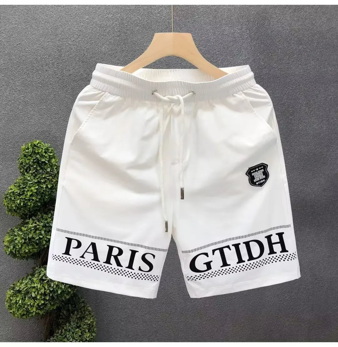 American Gym Shorts High Quality Men's Shorts Summer Fashion White Sports Short Pants High Street Men's Clothing Streetwear 2024