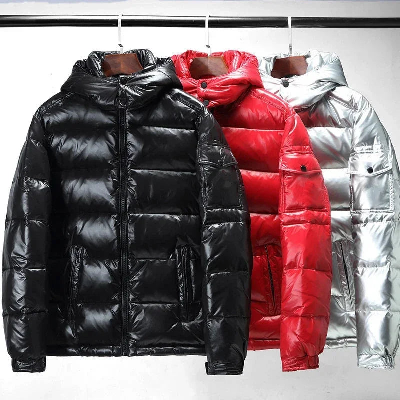 New Korean style glossy wash-free down jacket short couple fashion trend retro loose thickened white duck down winter jacket