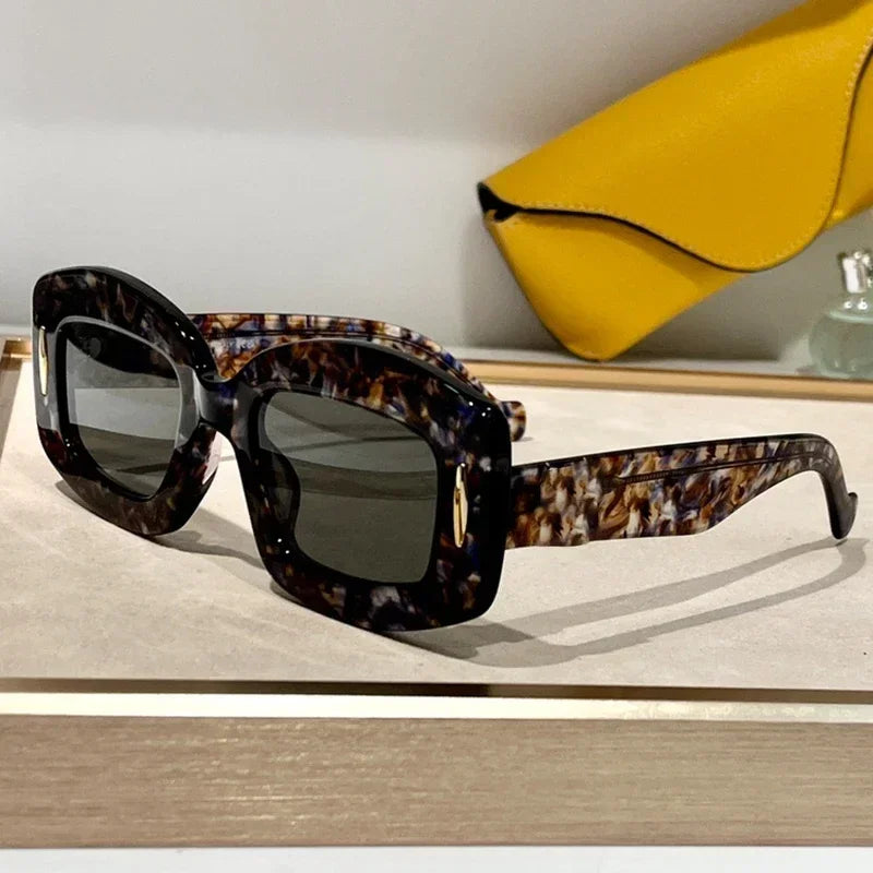 Ins 40114I Square Personalized Sunglasses Acetate Premium Women Luxury Designer Brand Handmade Eyeglasses with All Details