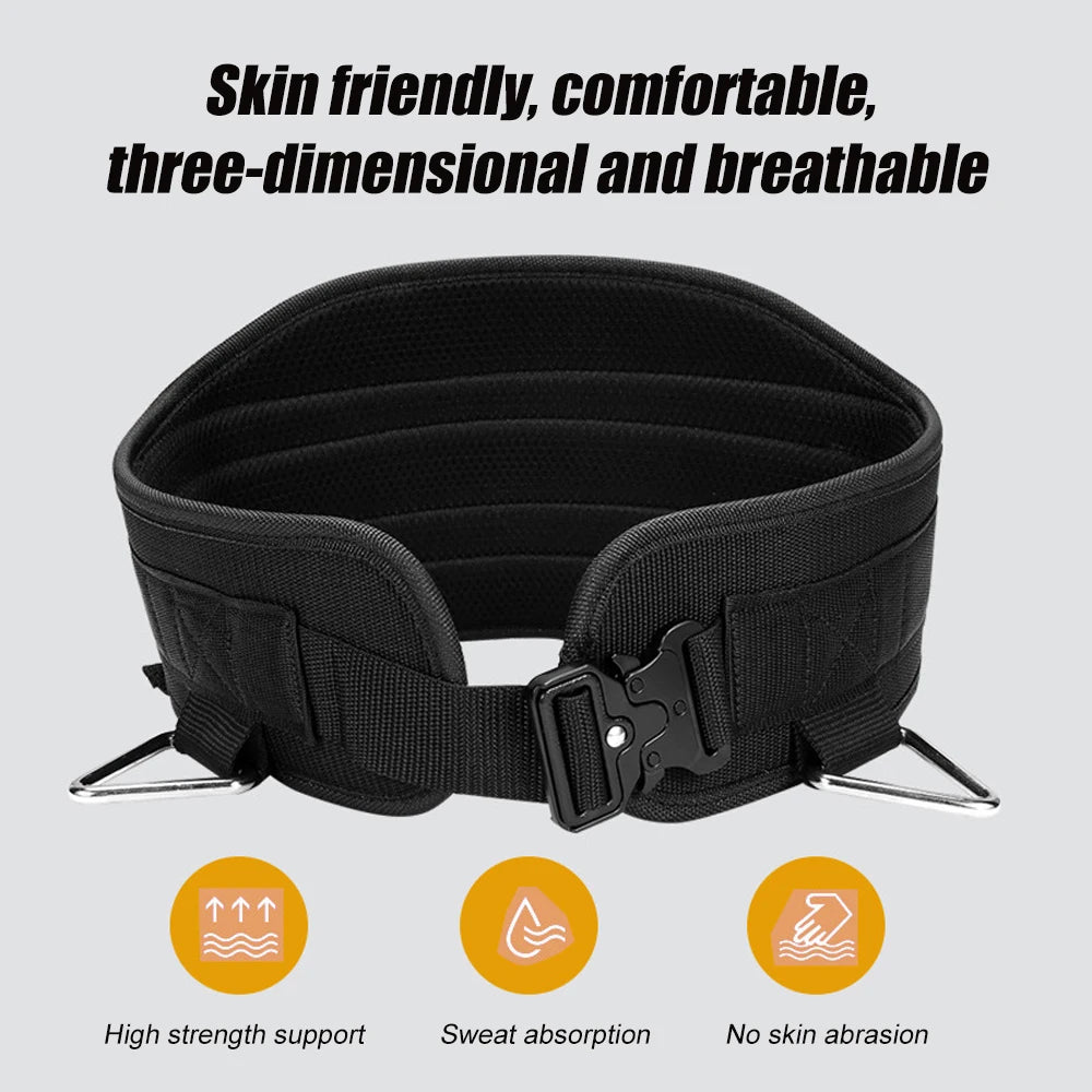 1Pcs Pull-up Belt Weighted Dip Belt with Chain Double D-ring Weightlifting Back Support Strap Home Gym Equipment Waist Belt