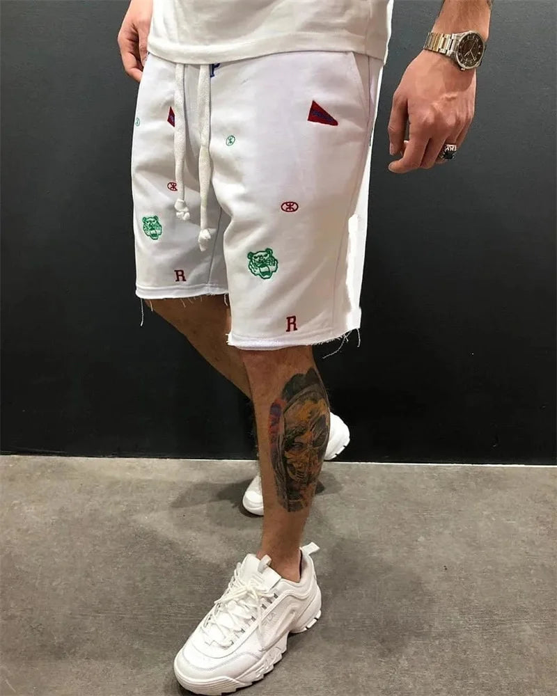 2024 New Spring Summer Men Cargo Shorts Relaxed Fit Breeches Bermuda sports Short Pants cotton Embroider Shorts Men's sweatpants