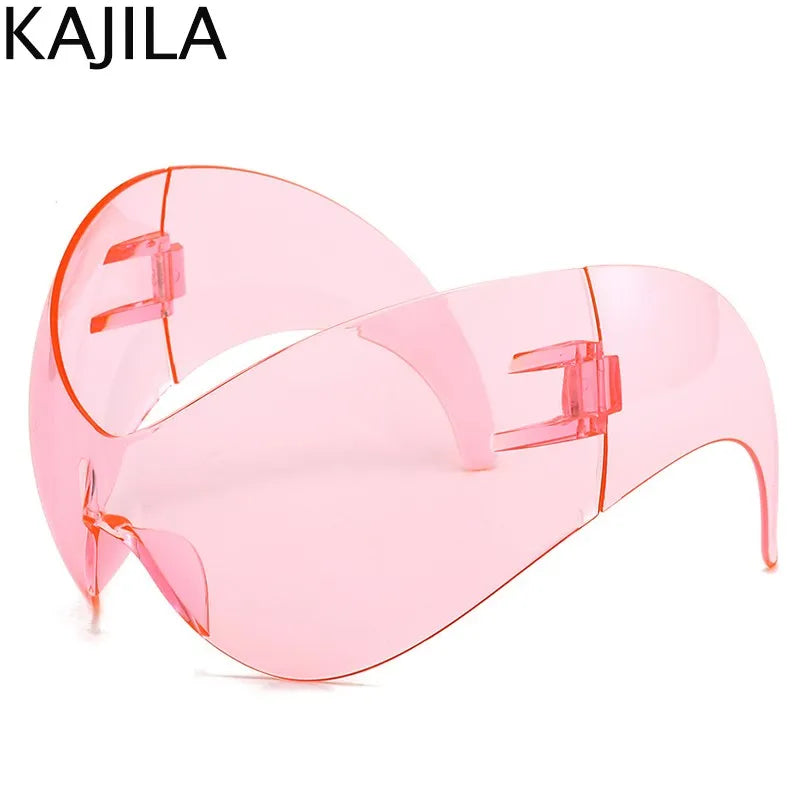 Oversized Y2K Punk One-piece Sunglasses Women Men 2025 Luxury Brand Steampunk Sports Sun Glasses For Lady Windproof Goggle UV400