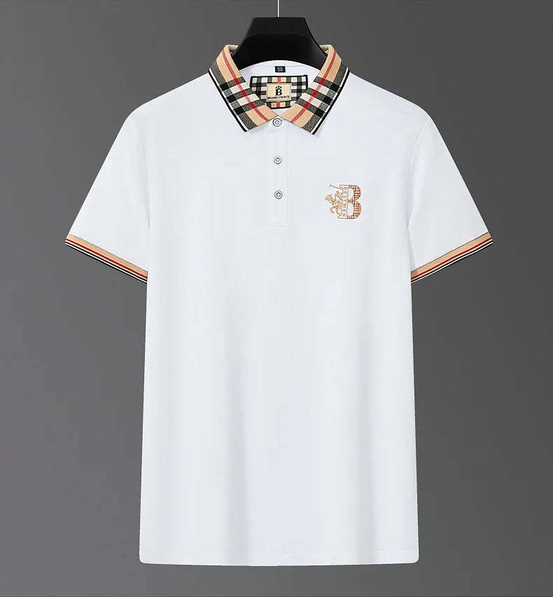 High end brand fashion letter printed short sleeve POLO shirt men summer new trend printed collar casual T-shirt breathable top