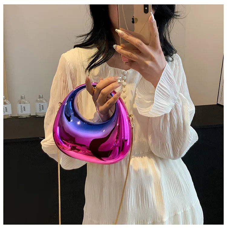 2025 Luxury Designer Evening Clutch Clear Acrylic Women Handbags Fashion Shoulder Bag Half Moon Wedding Purses Party Tote Ladies