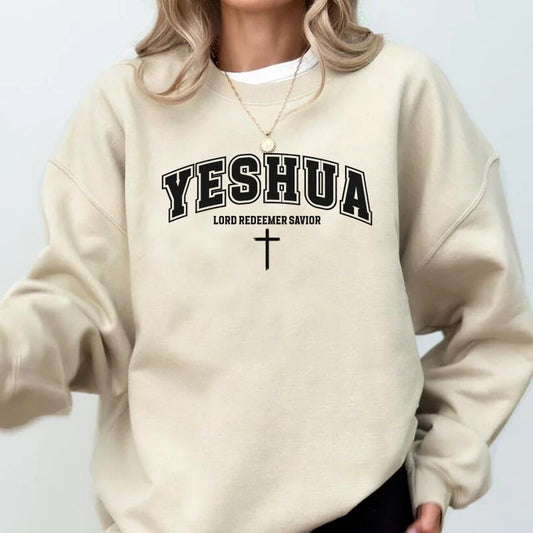 Vintage Yeshua Sweatshirt Christian Yeshua Religious Hoodie Aesthetic Faith Clothing Jesus Bible Verse Pullover Woman Clothes