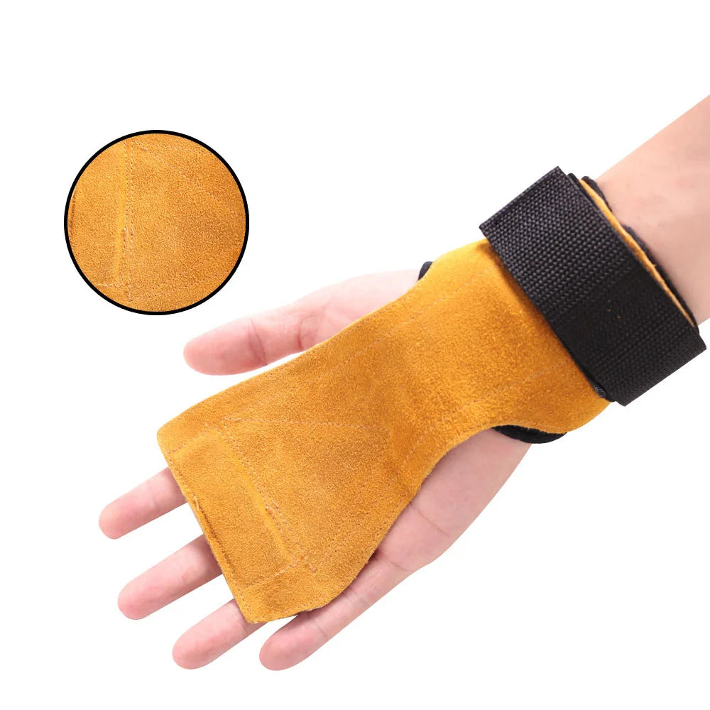 Gym Grips For Men Women Cowhide Palm Guards Weightlifting Fitness Workout Gloves Grips with Wrist Wraps Training Equipment