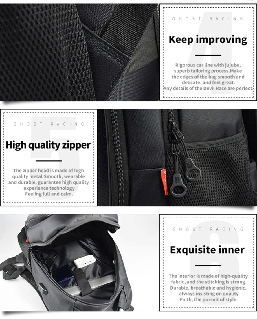 Ghost Racing Large Capacity Motorcycle Bag Waterproof Oxford Cloth Moto Motorbike Riding Backpack Reflective Cycling Package