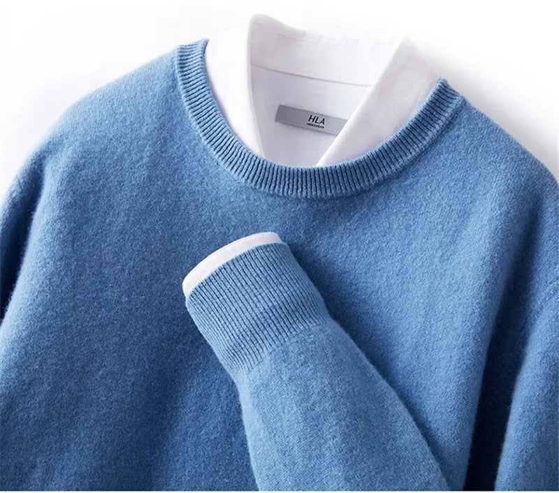 Cashmere Sweater O-neck Pullovers Men's Loose Oversized M-3XL Knitted Bottom Shirt Autumn Winter New Korean Casual Men's Top