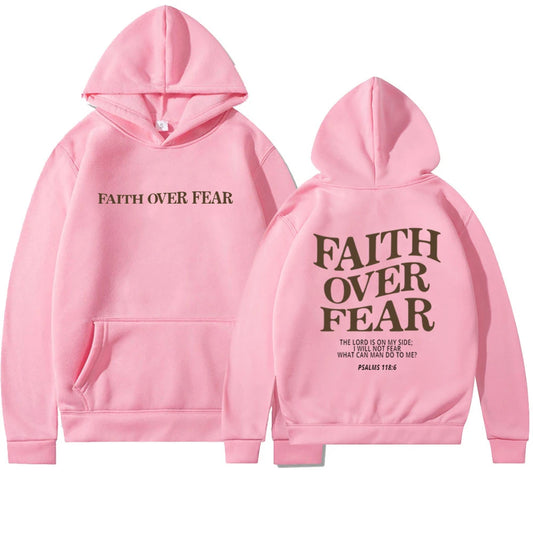 Faith conquers fear Christian hooded sweatshirt fashionable hooded sweatshirt Bible poetry shirt unisex aesthetic clothing