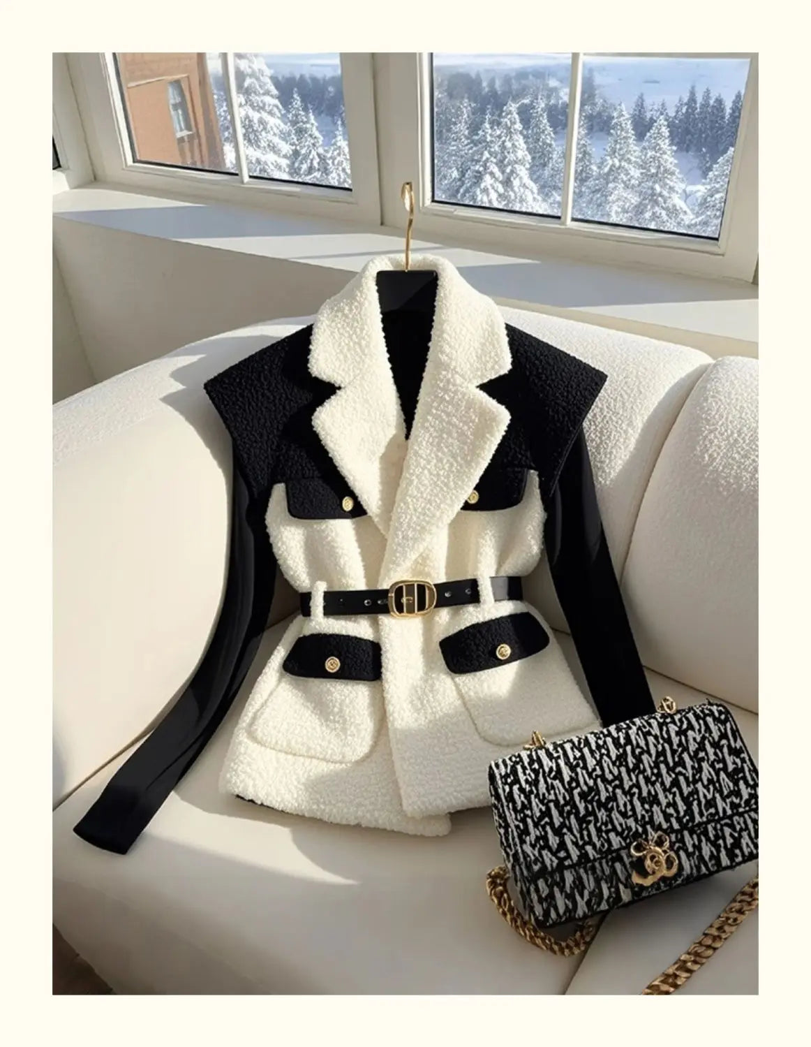 Vest for Women 2024 New Winter High-end Unique and Super Good-looking Thickened Black and White Stitching Waistcoat