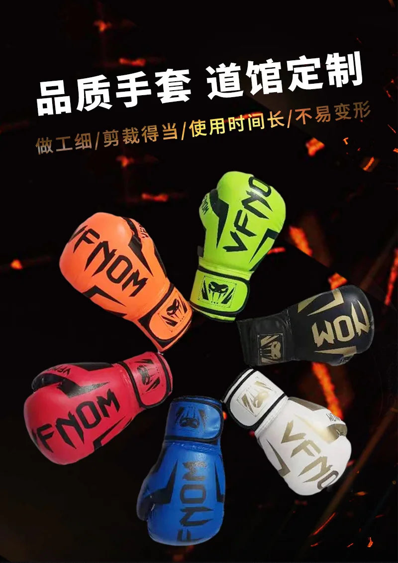 6/8/10/12/16Oz Professional Sanda Muay Thai Fighting Gloves Kids Adult Boxing Gloves for Men Women Pu Taekwondo Punching Gloves