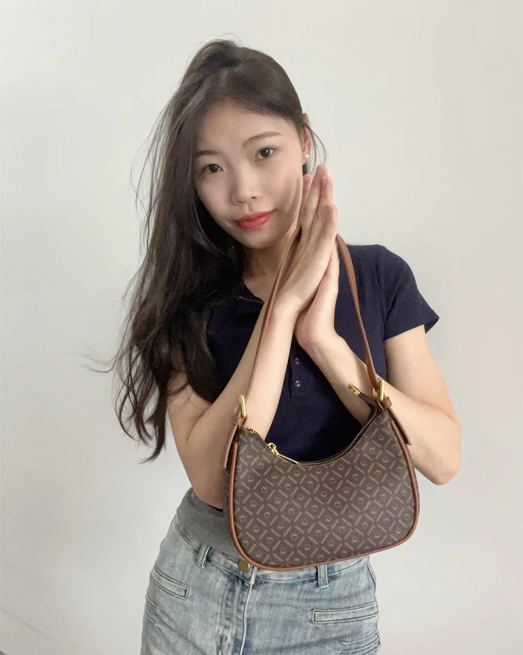 Trend 2024 Shoulder Bag For Women Printed Handbags And Purses PVC Leather Small Underarm Bag  Designer Mini Crossbody Bags