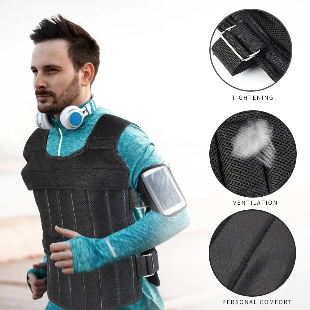 3/15/20/35/50kg Loading Weight Vest Jacket Sand Clothing for Running Training Fitness Equipment Adjustable Waistcoat Jackets