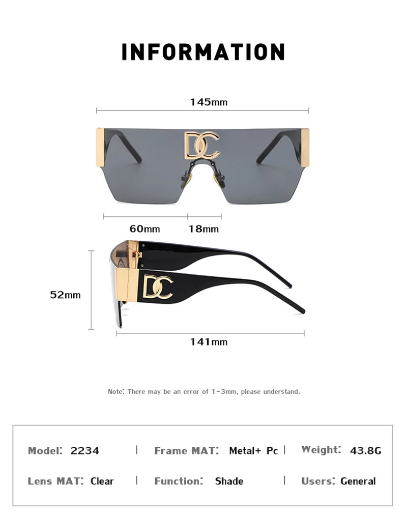 New 2024 Luxury Designer Square Sunglasses Women's Fashion Punk Sunglasses Women's Gradient Sunshade Glasses Oculos UV400