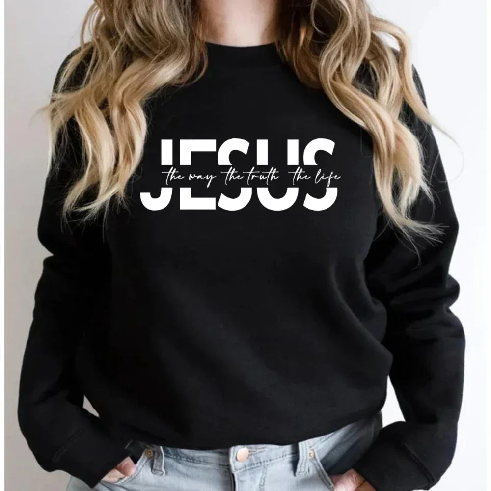 Jesus The Way The Truth The Life Sweatshirt Christian Hoodie Jesus Gift Religious Pullovers Women Sweatshirts Christian Gifts