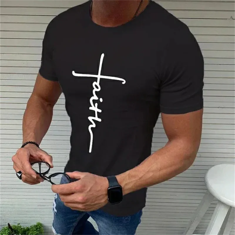 Classic Jesus Men's Short Sleeve Sports Tee Men's Workout Print T-shirt Men's Faith Shirt