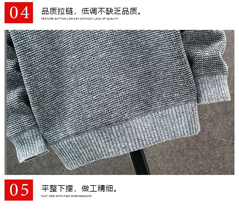 Autumn and Winter New Men's Casual Standing Collar Sweater Coat All Tie-in Pulley Cardigan Zipper Jacket