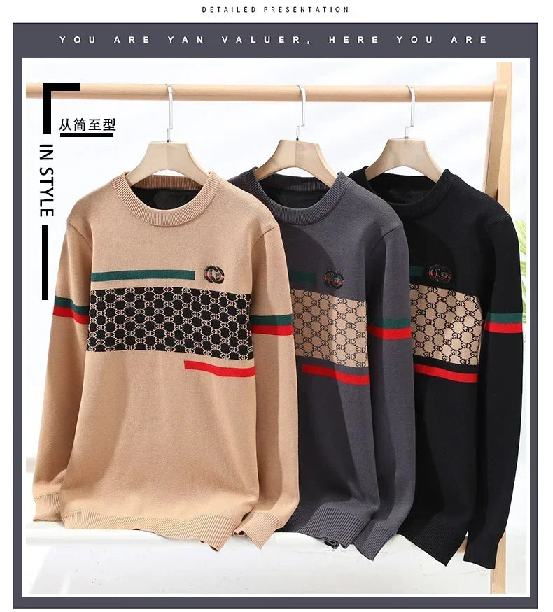 Casual Sweater Men Knitted Pullover Top Quality Spring Autumn Mens Handsome Fashion Cashmere Knitwear Male Clothing