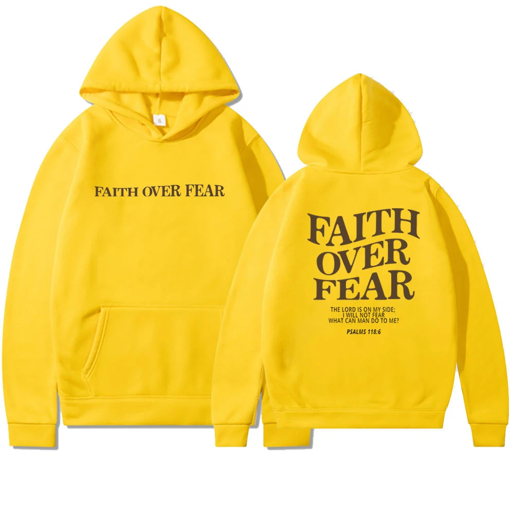 Faith conquers fear Christian hooded sweatshirt fashionable hooded sweatshirt Bible poetry shirt unisex aesthetic clothing