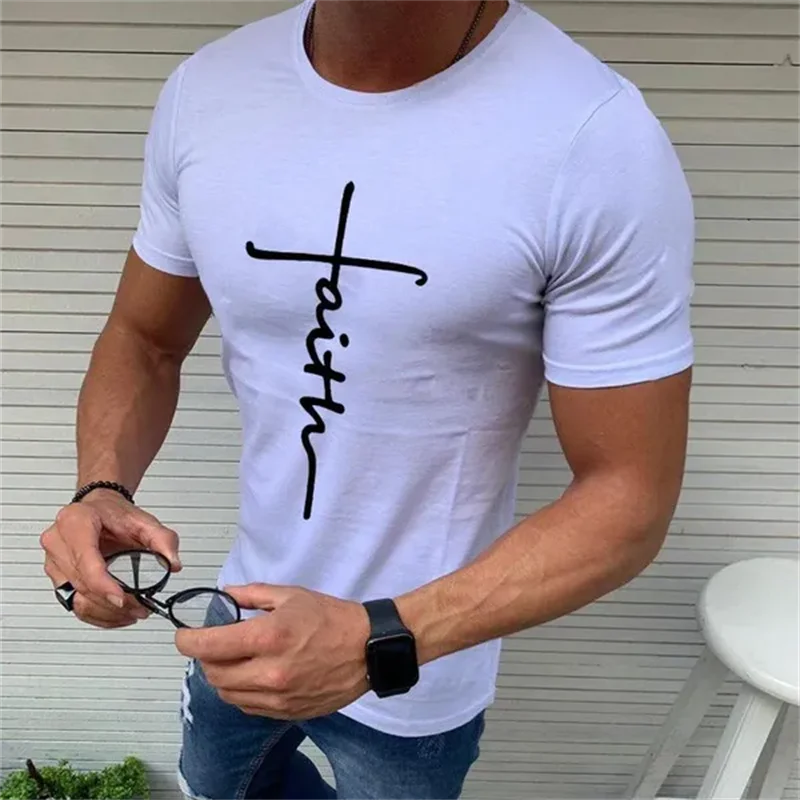 Classic Jesus Men's Short Sleeve Sports Tee Men's Workout Print T-shirt Men's Faith Shirt