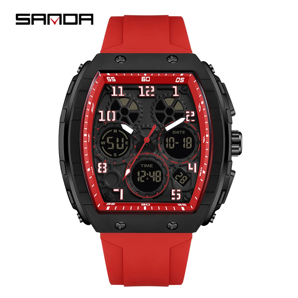 SANDA Men Watches Military Sports Quartz Electronic Watch Waterproof Watch Man Double Display Digital Wristwatch Date Male Clock