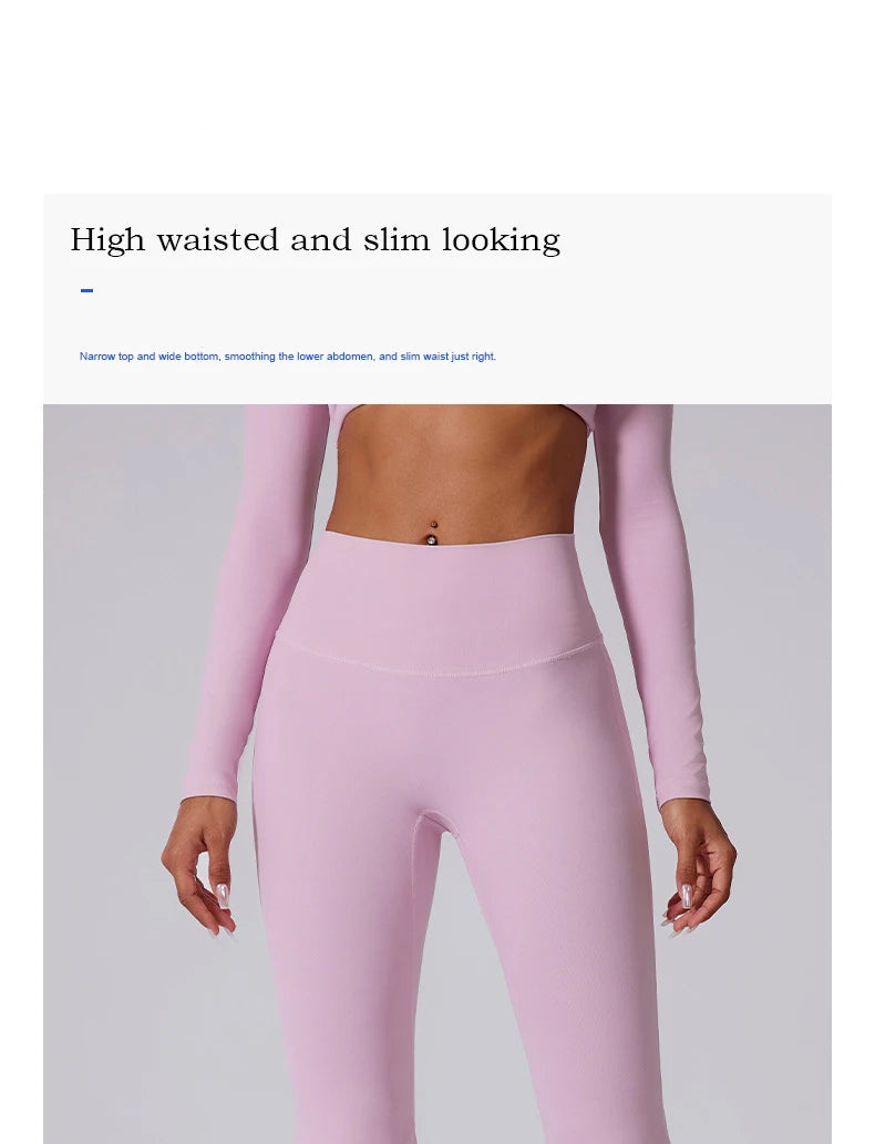 Women High Waist Flared Leggings Gym Fitness Yoga Pants Workout Runing Sport Leggings Women's Control Tummy Yoga Wide Leg Pants