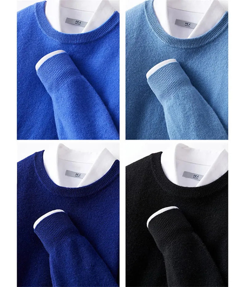 Cashmere Sweater O-neck Pullovers Men's Loose Oversized M-3XL Knitted Bottom Shirt Autumn Winter New Korean Casual Men's Top