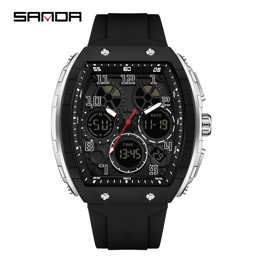 SANDA Men Watches Military Sports Quartz Electronic Watch Waterproof Watch Man Double Display Digital Wristwatch Date Male Clock