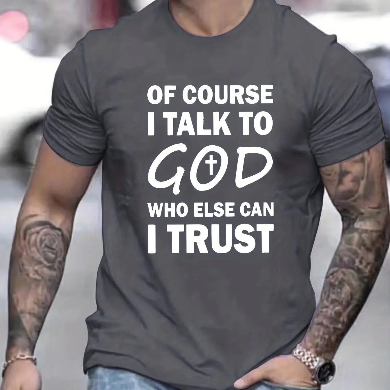 Talk To God Jesus T Shirt  Print Tees for Men100% Cotton Casual Short Sleeve  for Summer Spring Fall Oversized Tops As Gifts