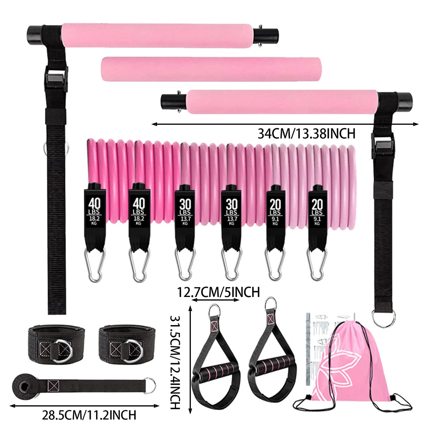 11pcs Portable Pilates Bar Exercise Kit Home Gym Pilates Resistance Bar Kit for Home Workouts for All Fitness Levels MIAO