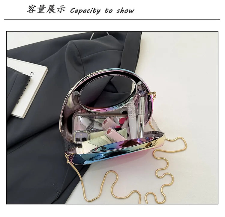 2025 Luxury Designer Evening Clutch Clear Acrylic Women Handbags Fashion Shoulder Bag Half Moon Wedding Purses Party Tote Ladies