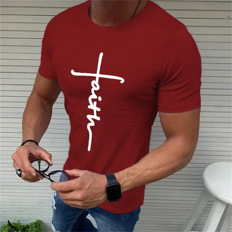 Classic Jesus Men's Short Sleeve Sports Tee Men's Workout Print T-shirt Men's Faith Shirt