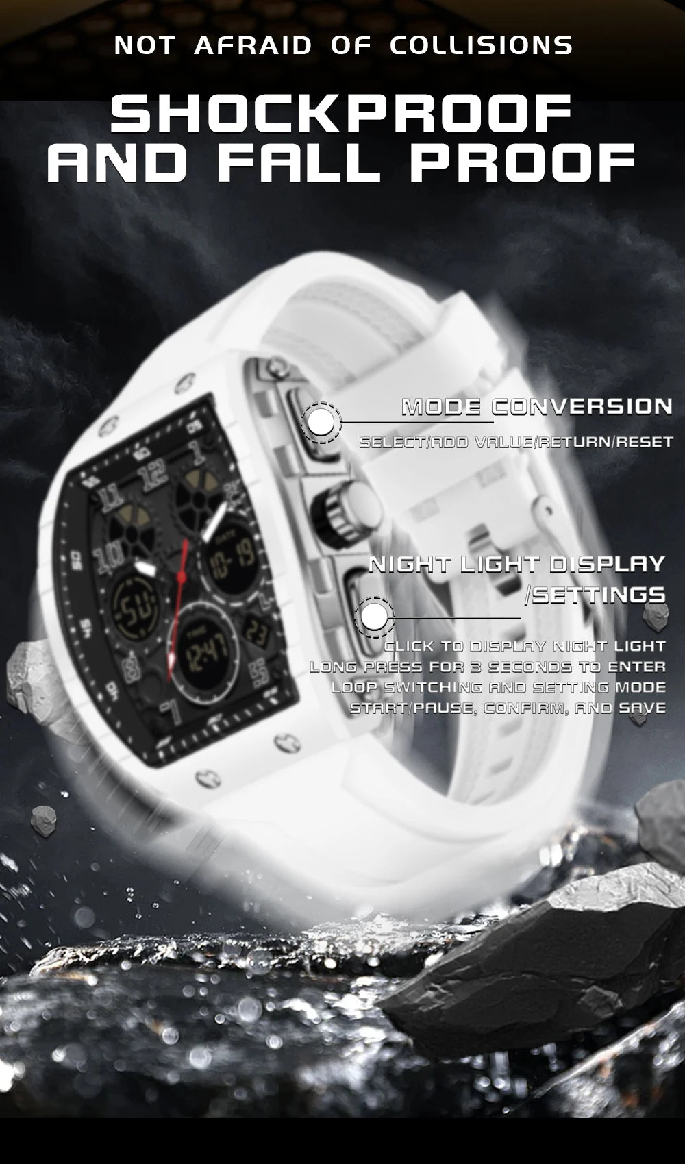 SANDA Men Watches Military Sports Quartz Electronic Watch Waterproof Watch Man Double Display Digital Wristwatch Date Male Clock