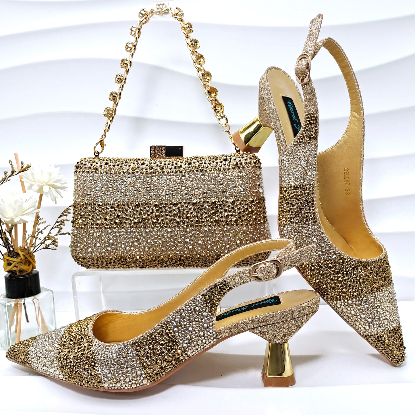 Doershow  High Quality African Style Ladies Shoes And Bags Set Latest silver Italian Shoes And Bag Set For Party  HGF1-11