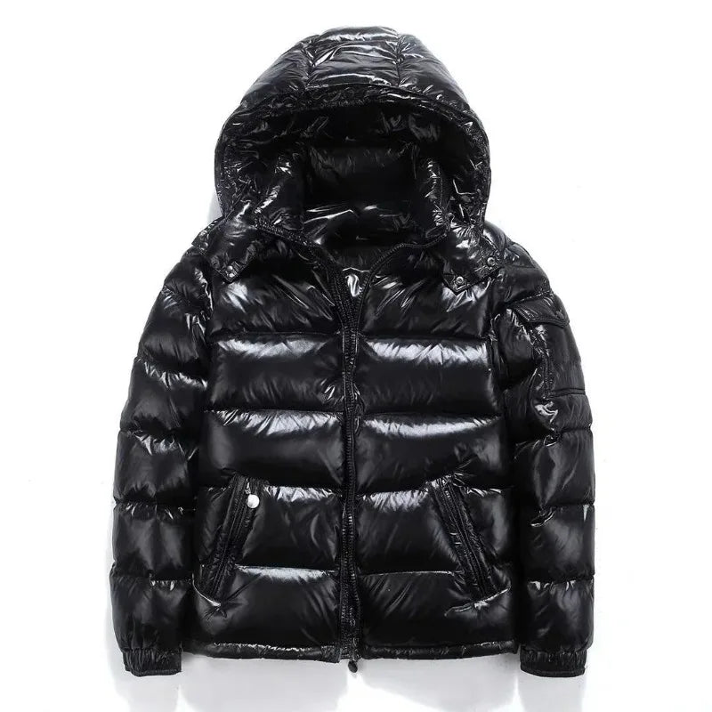 New Korean style glossy wash-free down jacket short couple fashion trend retro loose thickened white duck down winter jacket